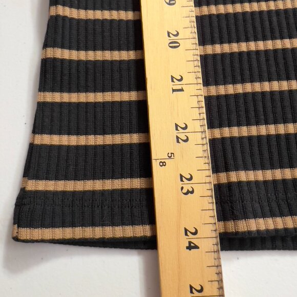 LOFT Women’s Black & Tan Ribbed Long Sleeve Striped Top – Size L NWT - Picture 11 of 12